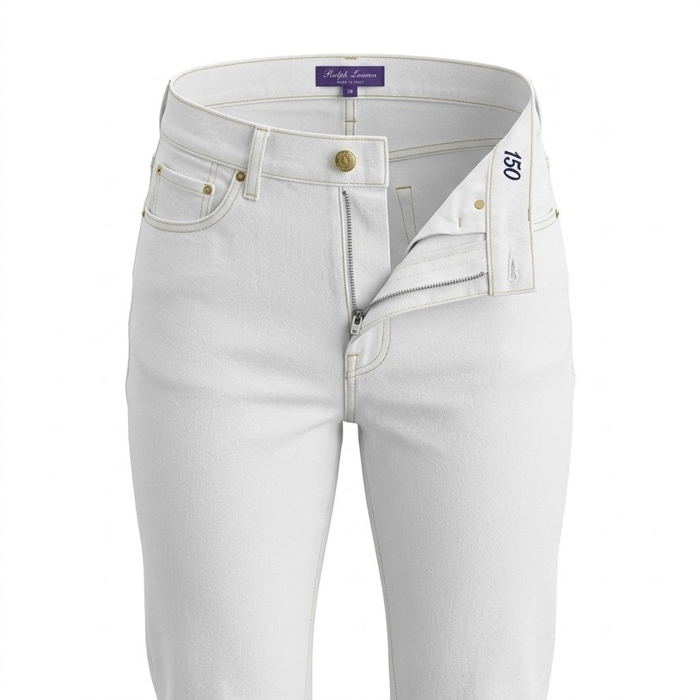 RL Purple Label White Denim Jeans Made‎ in Italy 28 Straight Leg (Actual 30x29)